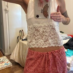 White lace cami top with floral details